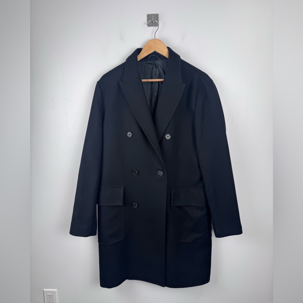Bonobos Men Double Breasted Black Wool Blend Coat 40R‎